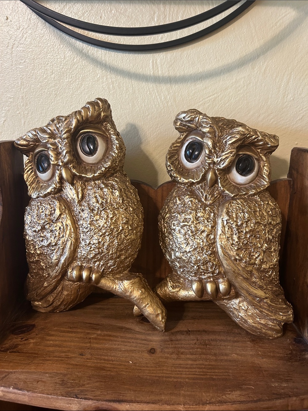 Vintage Universal Statuary Corp Chicago Gold Owls Wall Decor,  Rare